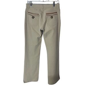 Roberto Cavalli Italy Vintage Tan Wide Leg Leather Accent Jeans Sz M